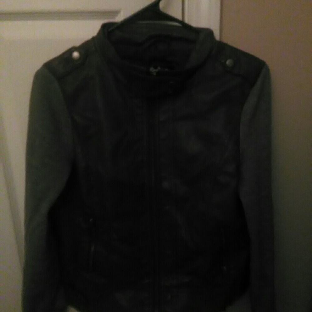 Leather Sweatshirt jacket
